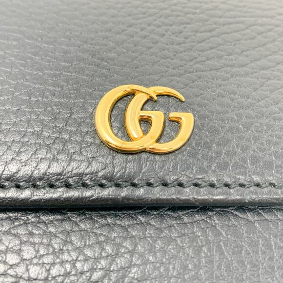 Gucci GG Marmont Gold Logo Black Pebbled Textured Leather Continental Wallet - Picture 6 of 8